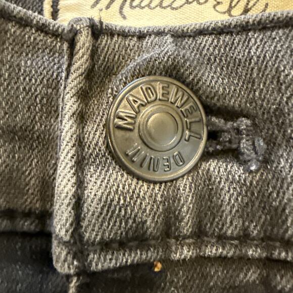 Madewell Gray Faded Black Stovepipe Straight Leg Raw Hem Jeans, Size 29 - Picture 6 of 15